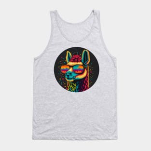 Chilled-Out Llama with Colorful Shades Tank Top